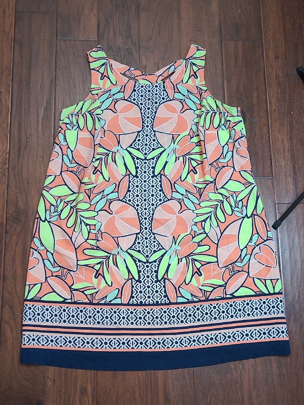 Kaari Blue Colorful Tropical Print Sleeveless Dress size 2X